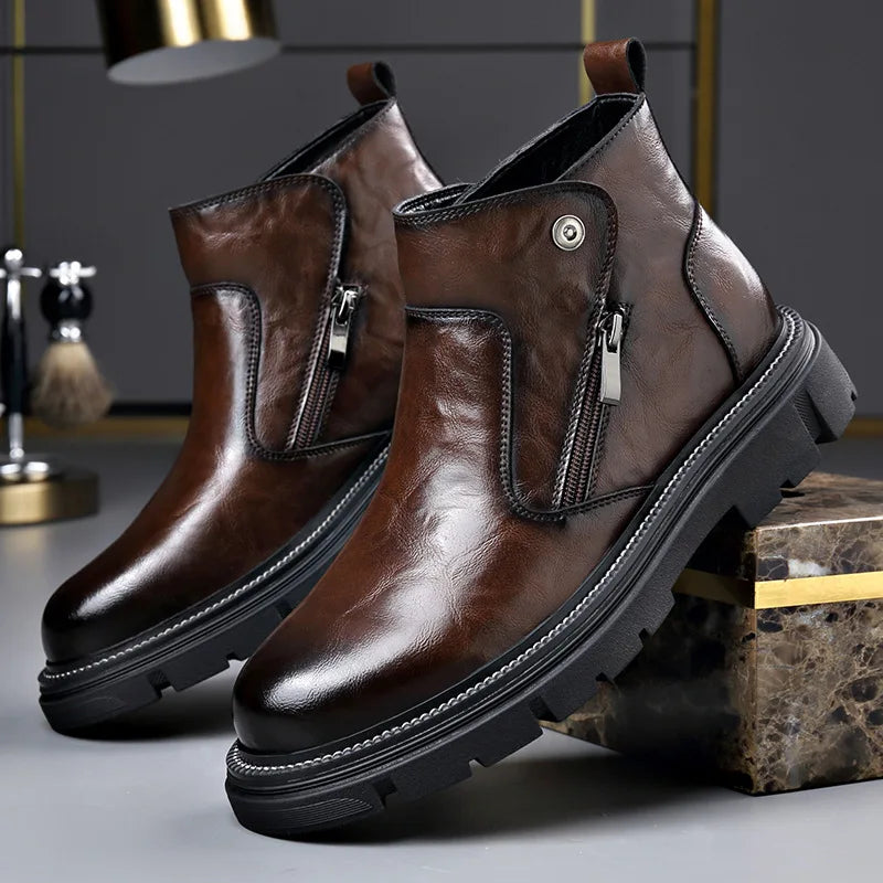 Modern Mens Leather Boots Formal Shoes