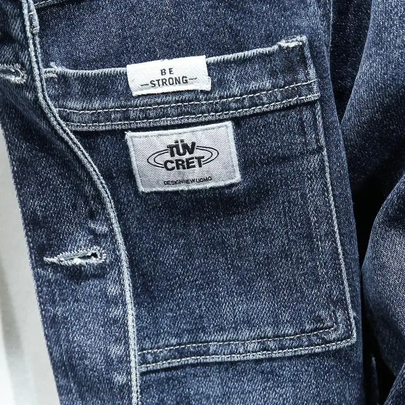 Men’s Blue Washed Denim Jacket – Single-Breasted Cotton Workwear Coat
