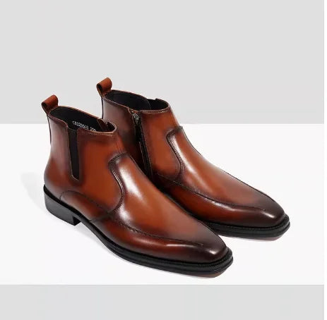 Premium Mens Chelsea Boots, Top Layer Cowhide Business Leather Shoes