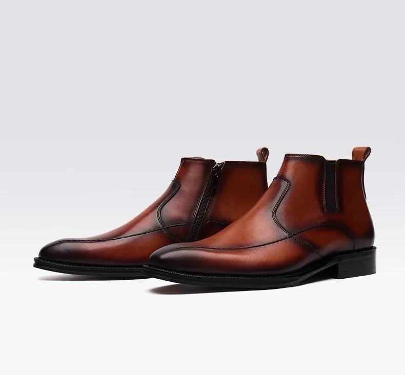 Premium Mens Chelsea Boots, Top Layer Cowhide Business Leather Shoes