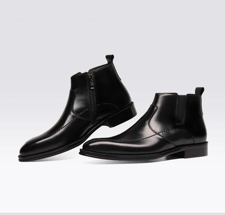 Premium Mens Chelsea Boots, Top Layer Cowhide Business Leather Shoes