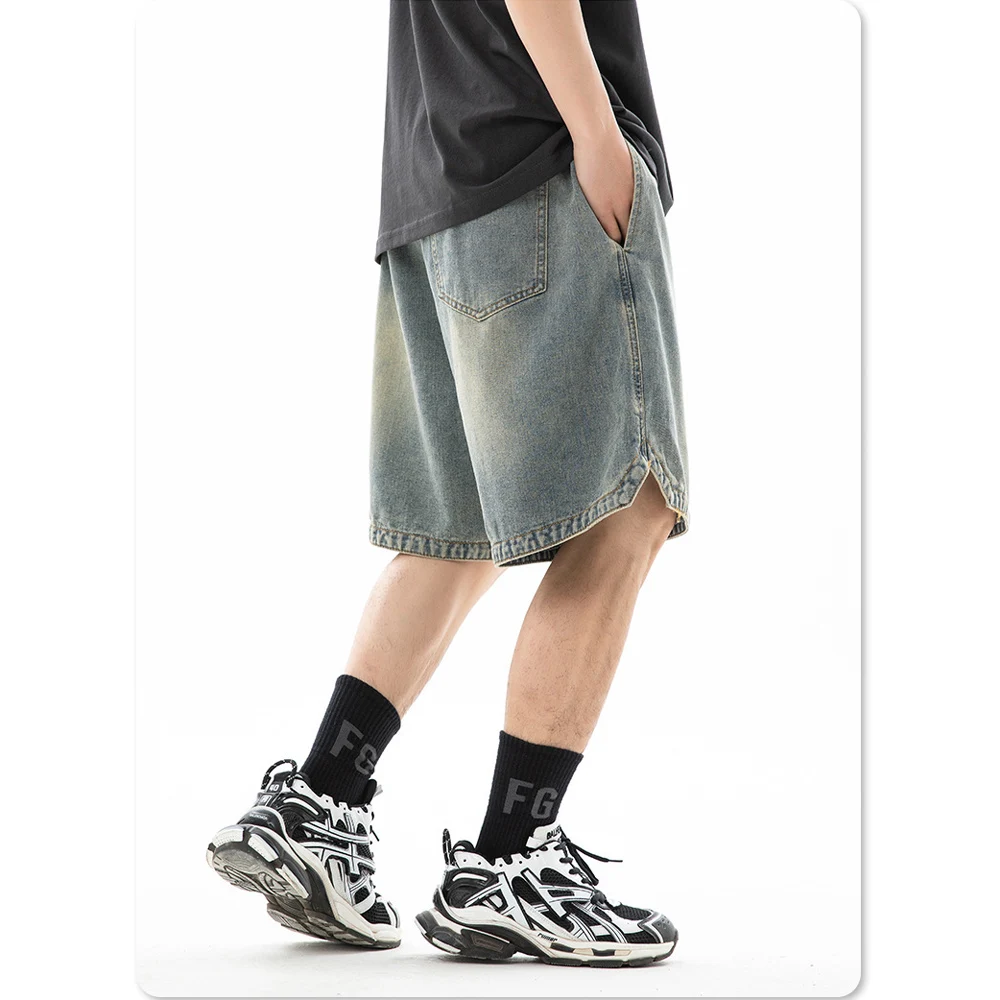 Men's Denim Shorts  – Elastic Waist Streetwear Shorts