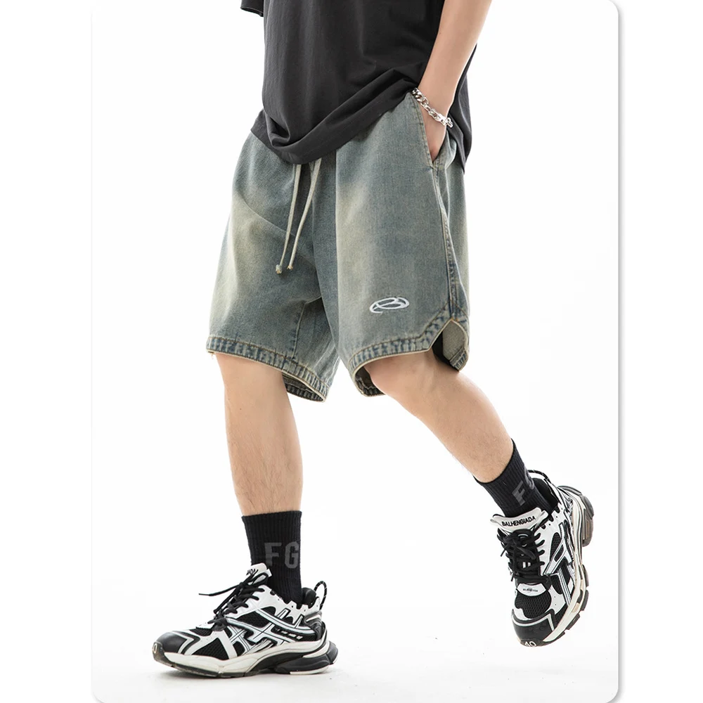 Men's Denim Shorts  – Elastic Waist Streetwear Shorts