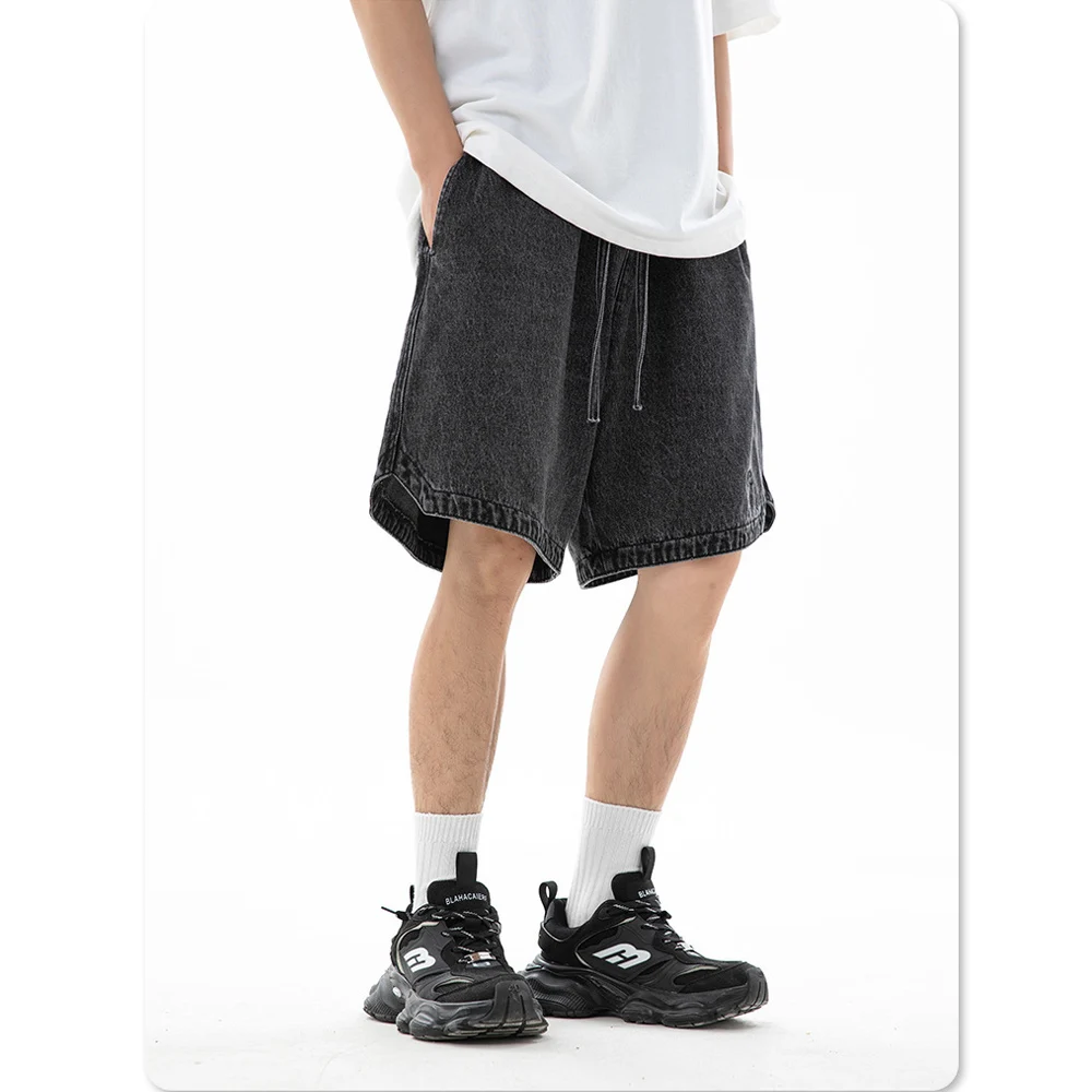 Men's Denim Shorts  – Elastic Waist Streetwear Shorts