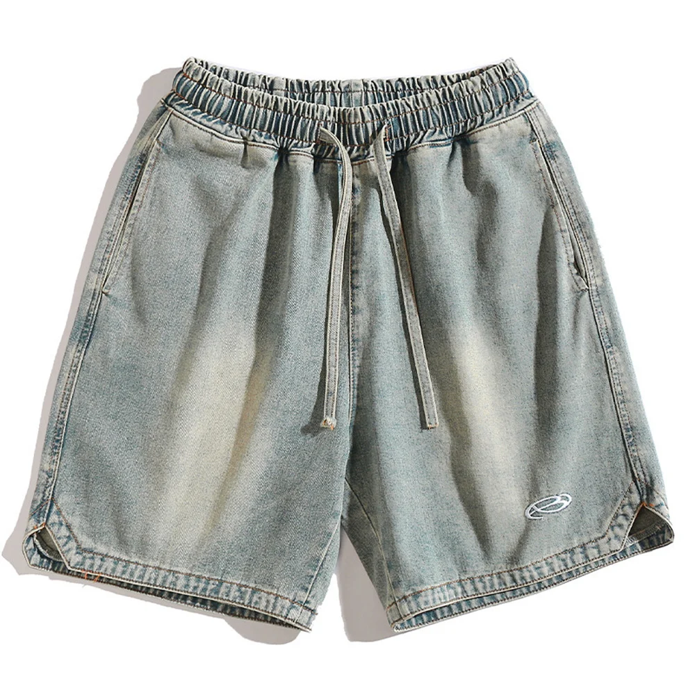 Men's Denim Shorts  – Elastic Waist Streetwear Shorts