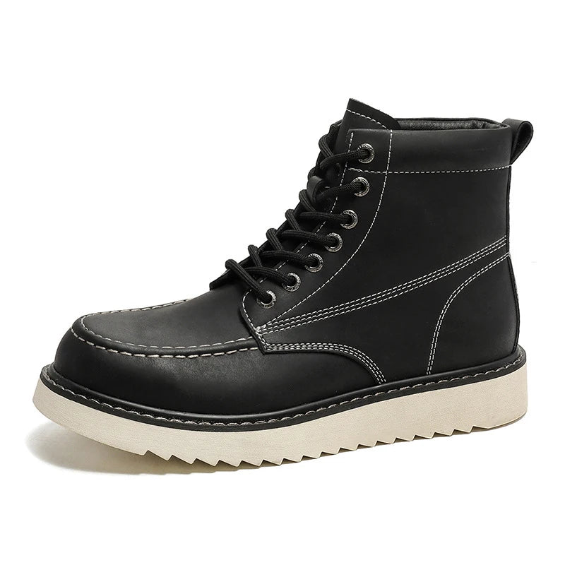 Men's Leather Tooling Boots – Platform Outdoor Ankle Boots