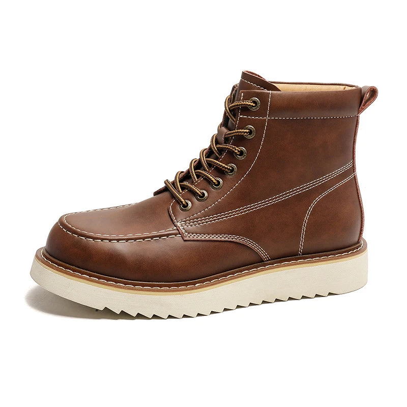 Men's Leather Tooling Boots – Platform Outdoor Ankle Boots