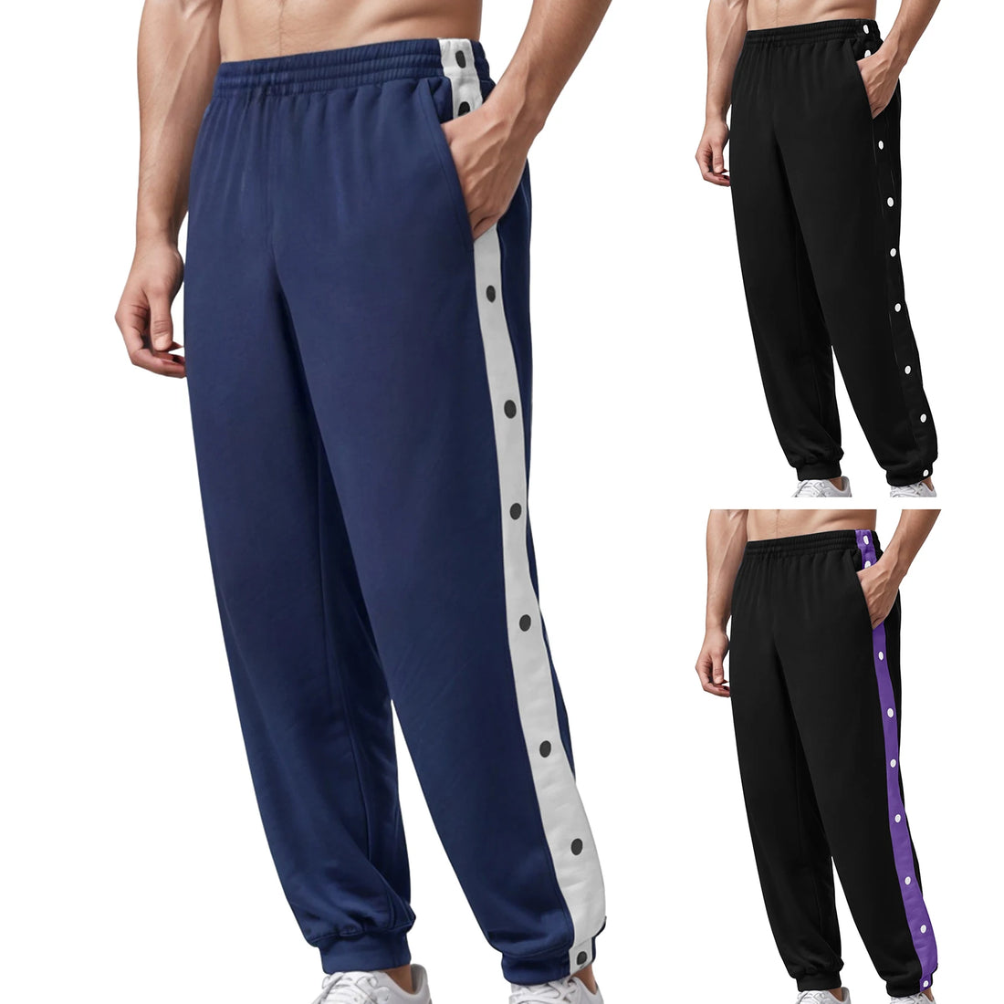 Men’s Color Block Sweatpants – Loose Fit Breathable Casual Trousers