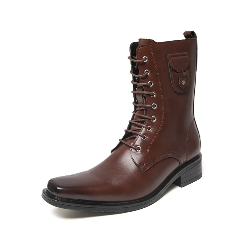 Men's High Top Leather Boots – Classic Business Ankle Boots