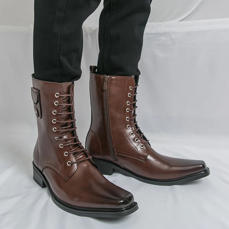 Men's High Top Leather Boots – Classic Business Ankle Boots