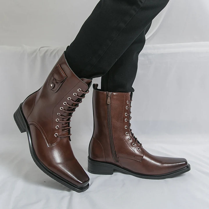 Men's High Top Leather Boots – Classic Business Ankle Boots