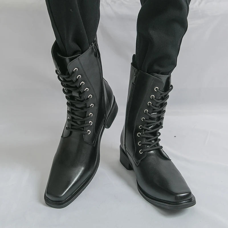 Men's High Top Leather Boots – Classic Business Ankle Boots