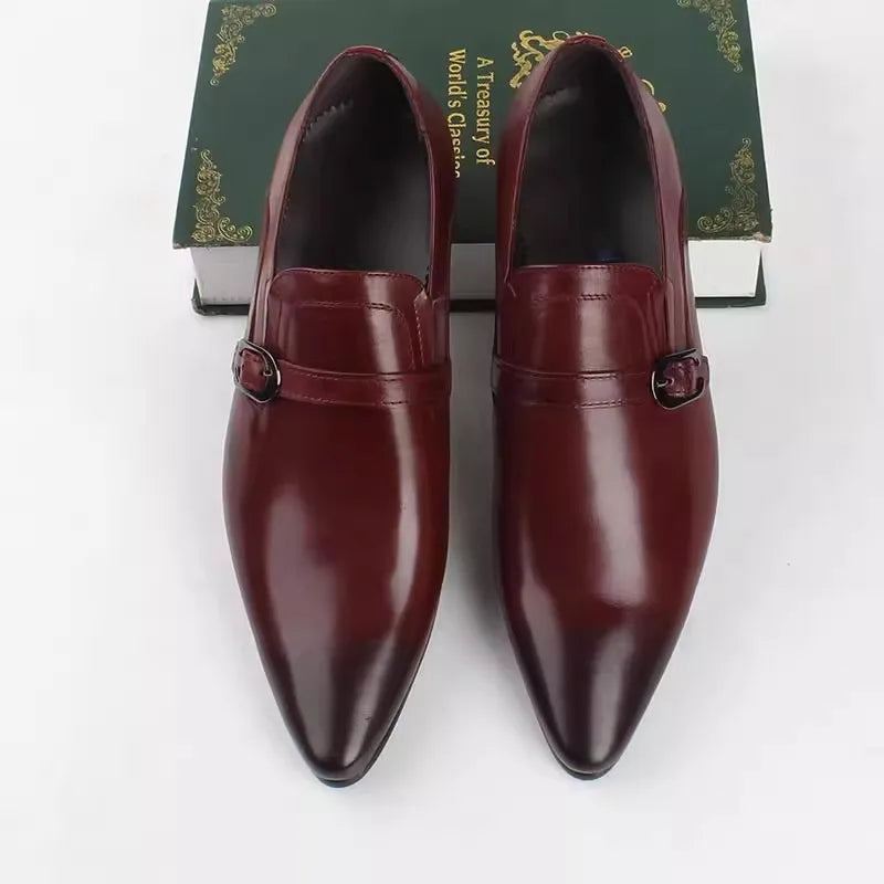 Modern Men’s Genuine Leather Buckle Dress Shoes