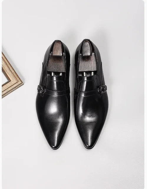 Modern Men’s Genuine Leather Buckle Dress Shoes