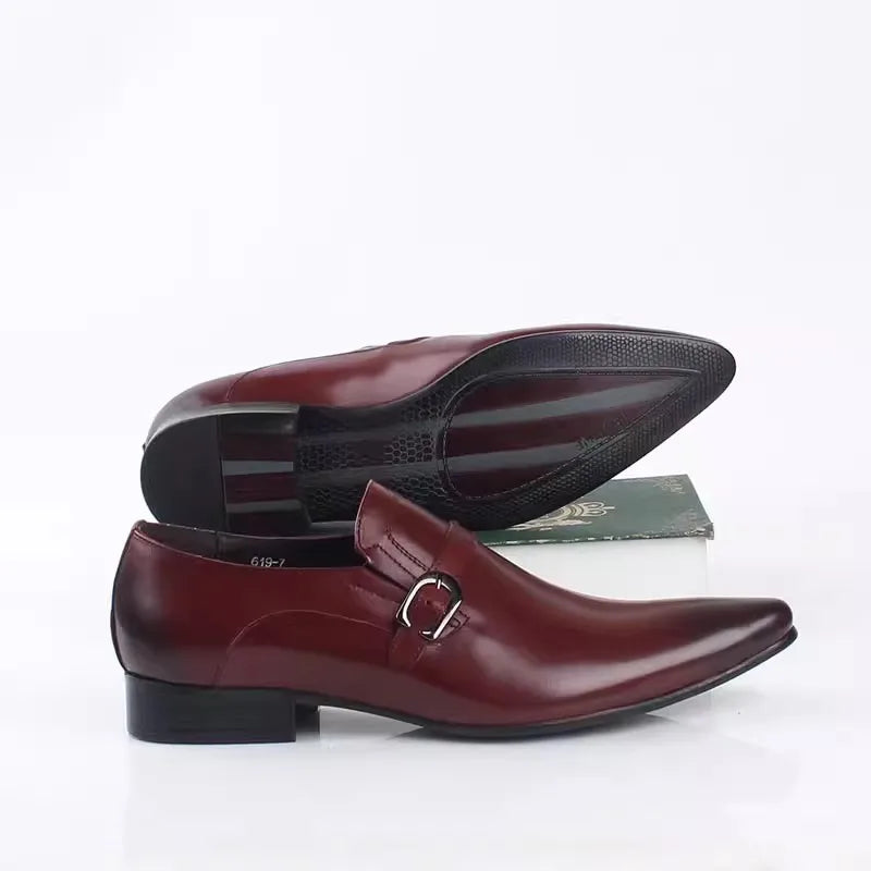 Modern Men’s Genuine Leather Buckle Dress Shoes