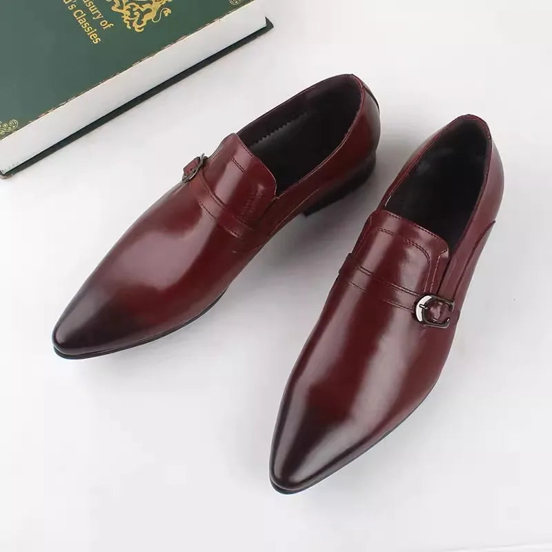 Modern Men’s Genuine Leather Buckle Dress Shoes