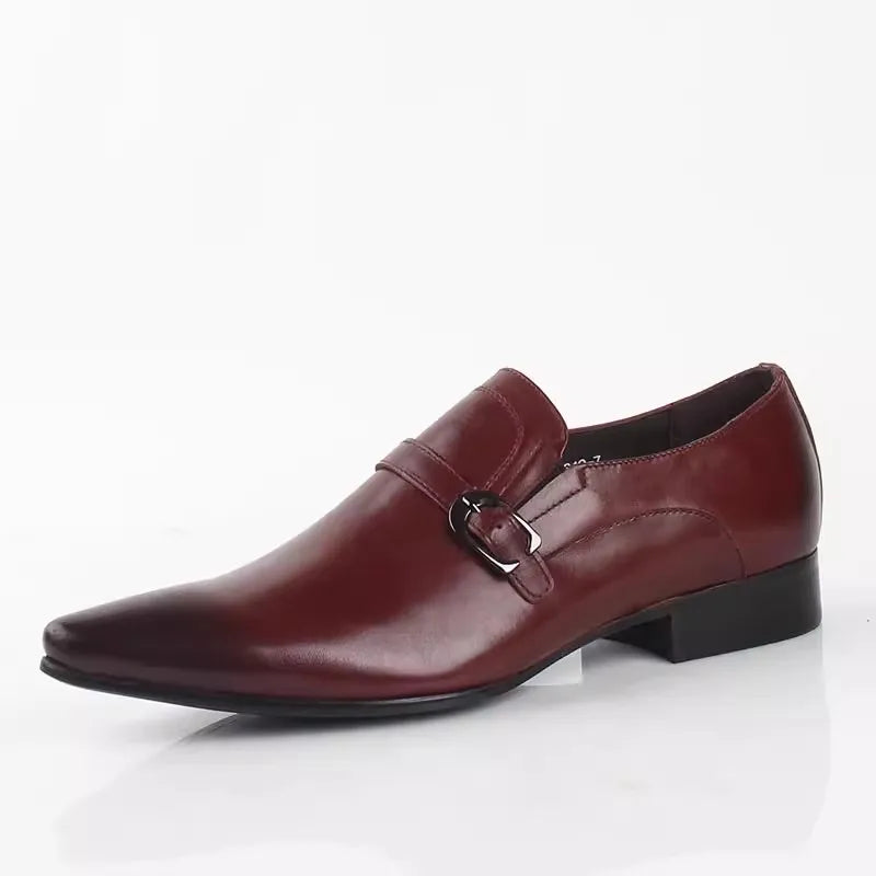 Modern Men’s Genuine Leather Buckle Dress Shoes