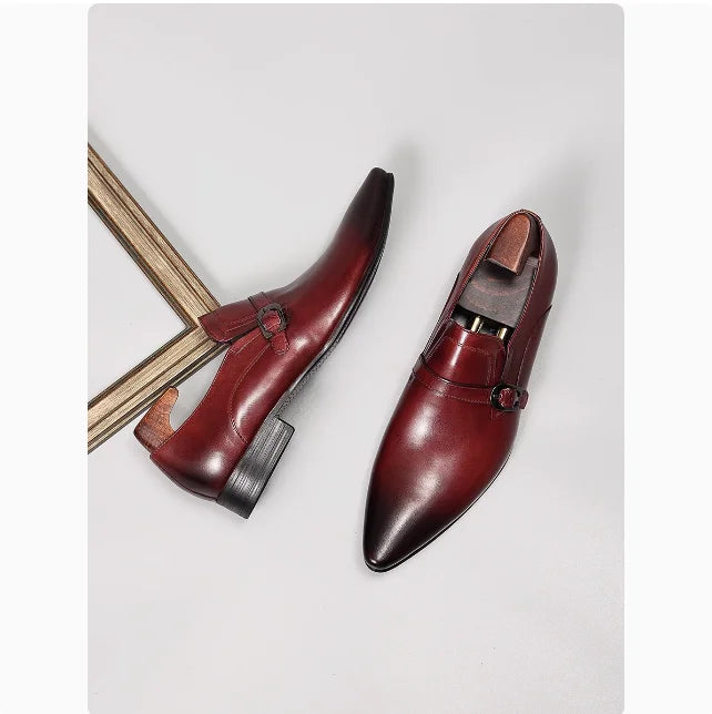 Modern Men’s Genuine Leather Buckle Dress Shoes