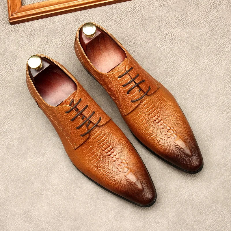 Men’s Genuine Leather Derby Shoes Handcrafted Formal Dress Shoes