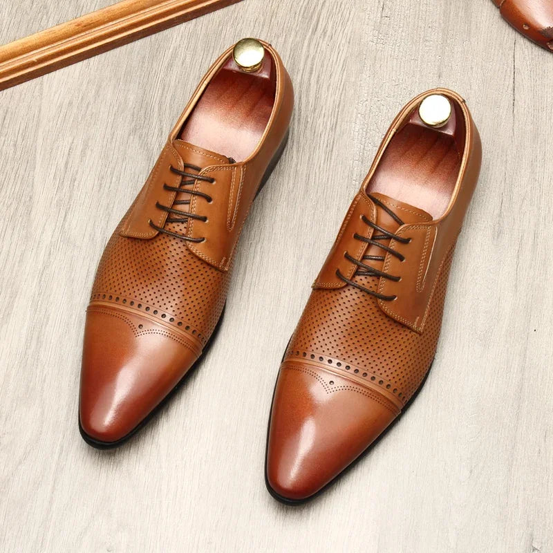 Premium Men’s Genuine Leather Pointed Toe Dress Shoes