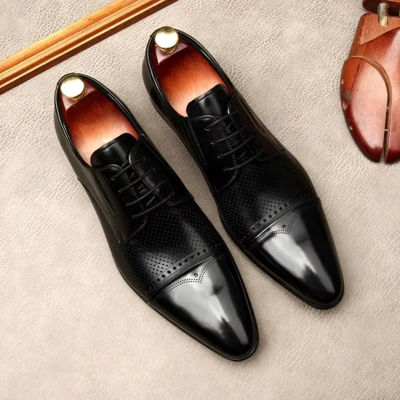 Premium Men’s Genuine Leather Pointed Toe Dress Shoes