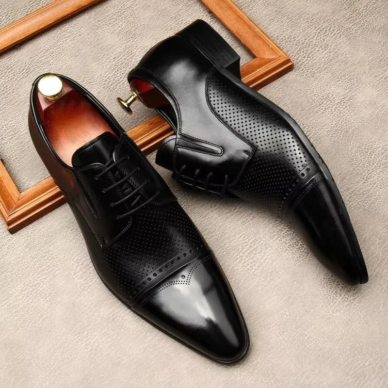 Premium Men’s Genuine Leather Pointed Toe Dress Shoes