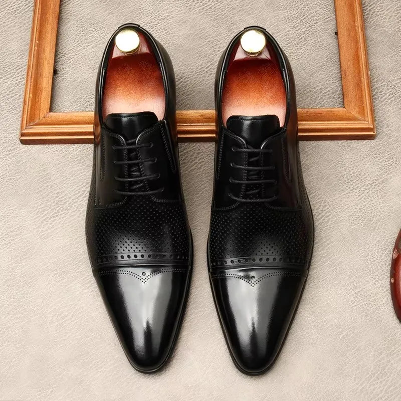 Premium Men’s Genuine Leather Pointed Toe Dress Shoes