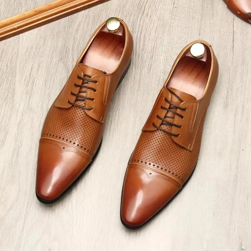 Premium Men’s Genuine Leather Pointed Toe Dress Shoes
