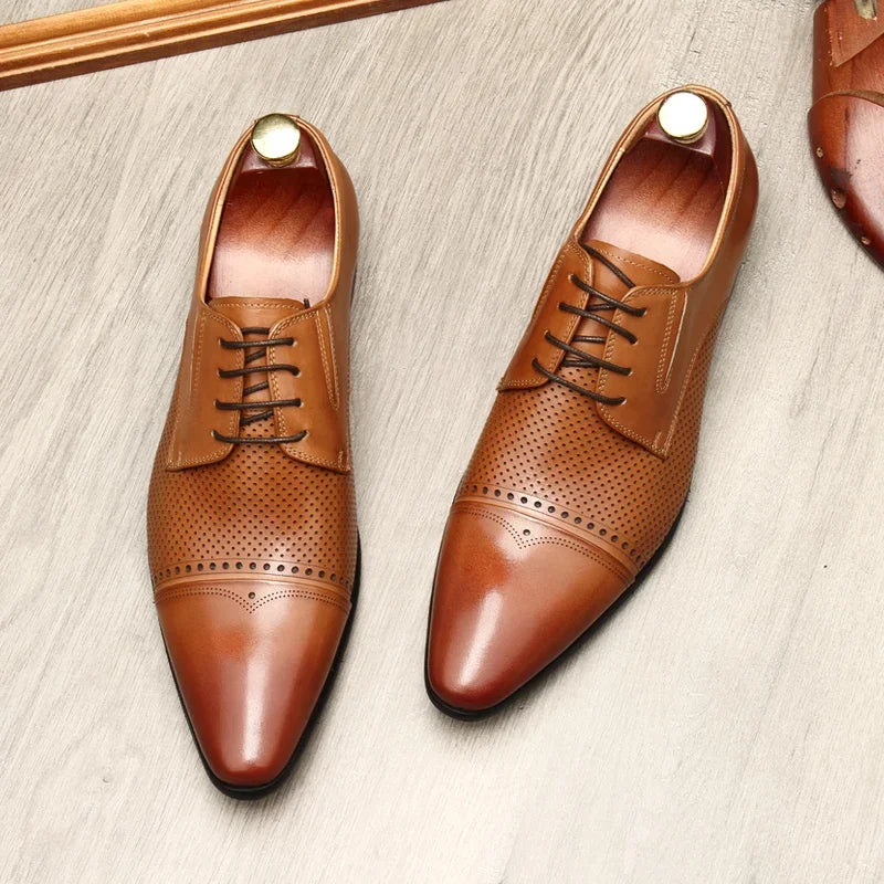 Premium Men’s Genuine Leather Pointed Toe Dress Shoes