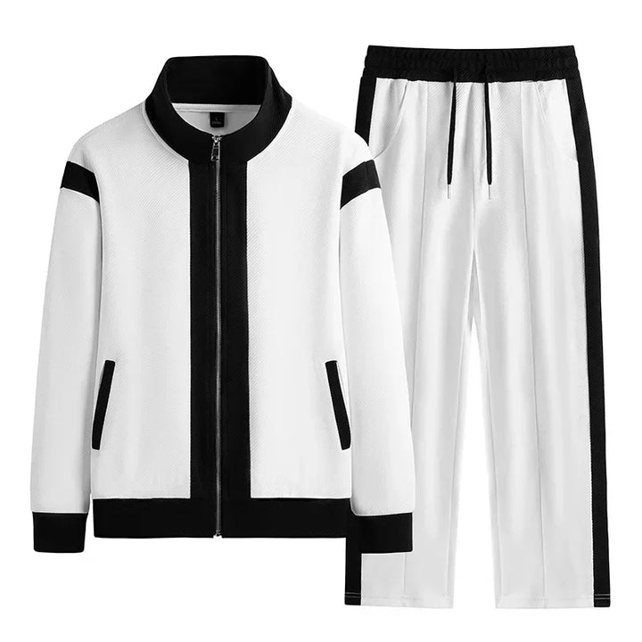 Men’s 2-Piece Contrast Tracksuit Set – Sports Jacket & Trousers