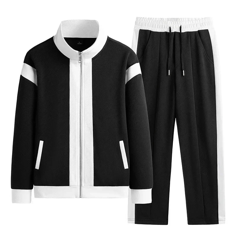 Men’s 2-Piece Contrast Tracksuit Set – Sports Jacket & Trousers