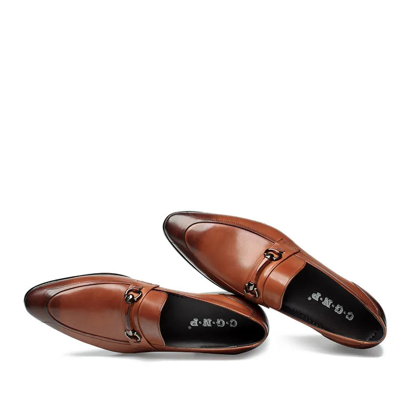 Men’s Pointed Toe Genuine Leather Business Formal Shoes