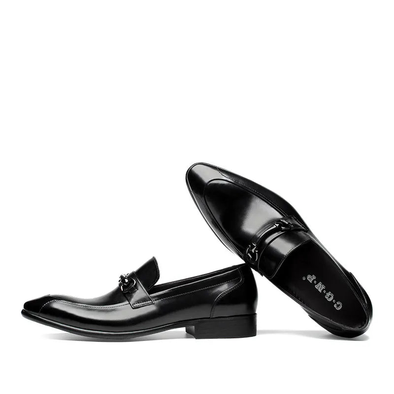Men’s Pointed Toe Genuine Leather Business Formal Shoes