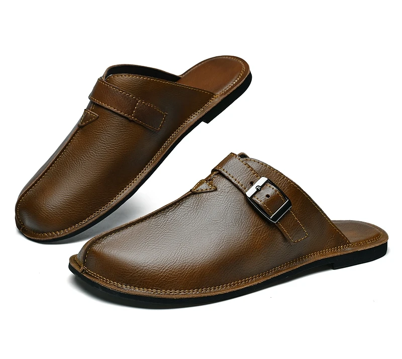 Men’s Classic Leather Sandals Summer Slippers