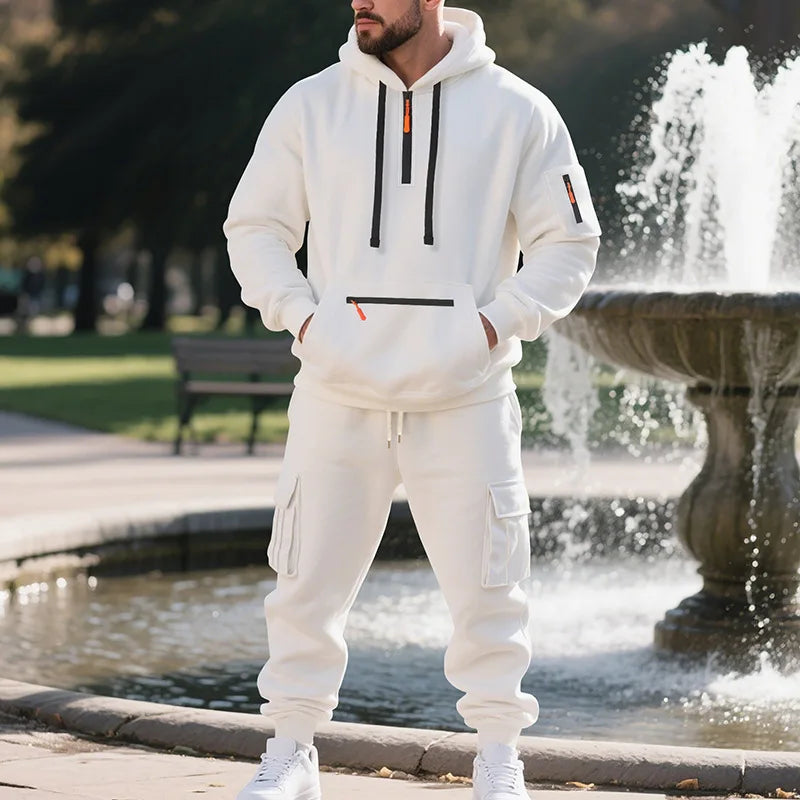 Men’s Fleece Sportswear Set – Autumn & Winter Zipper Sweater