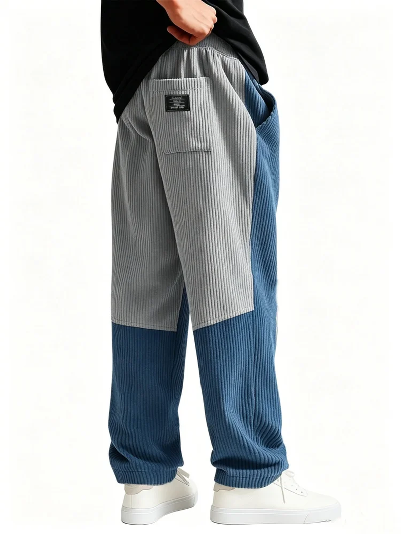 Men’s Corduroy Trousers – Two-Tone Contrast Mens Pants