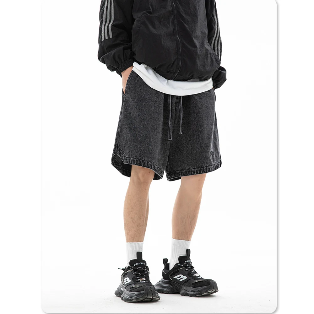 Men's Denim Shorts  – Elastic Waist Streetwear Shorts