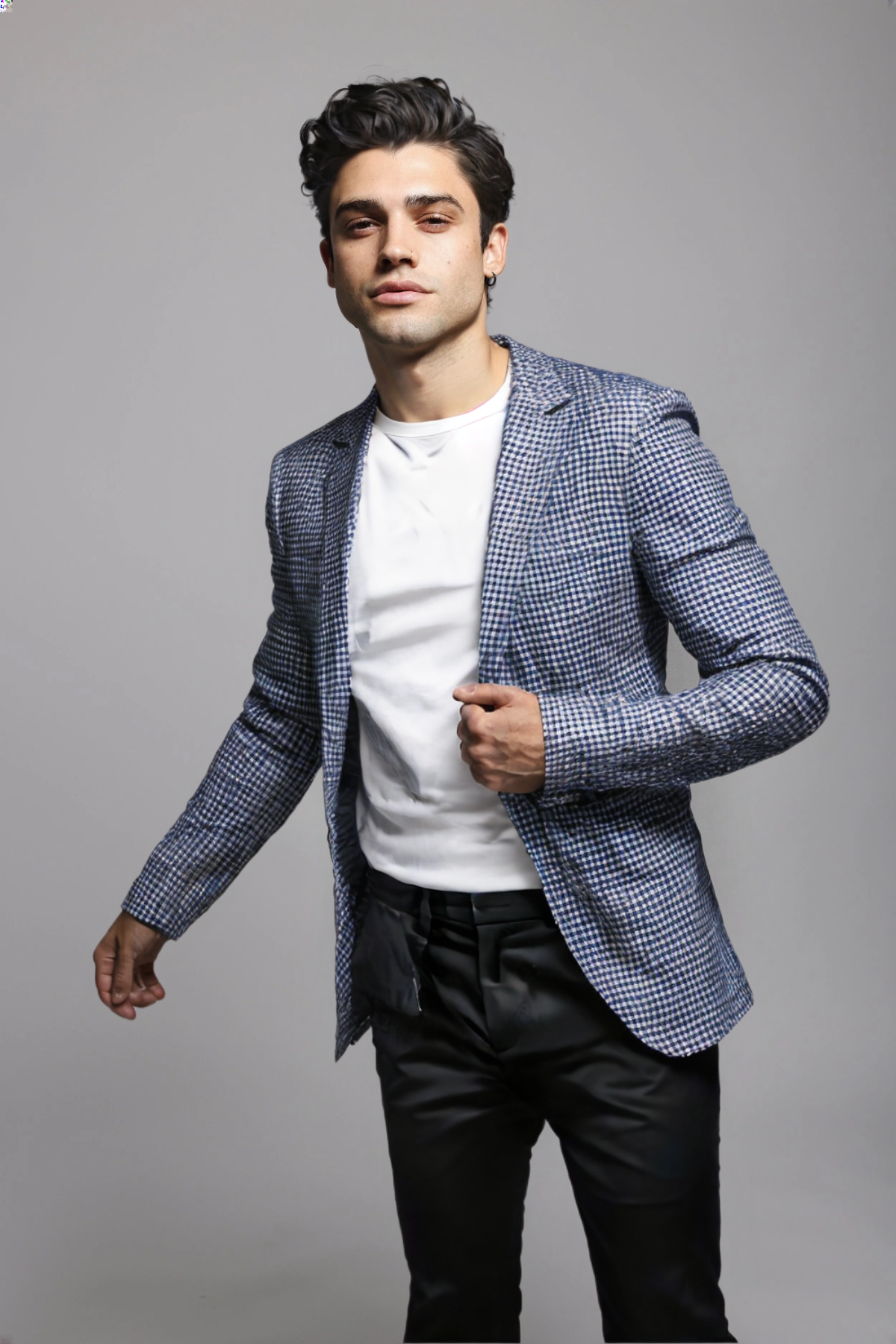 Men's Retro Check Blazer – One Button Slim-Fit Notched Collar Jacket