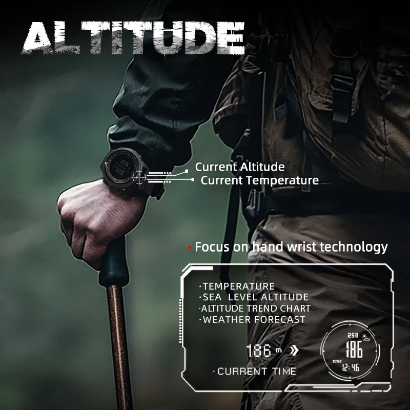 Men's Digital Sports Watch – Outdoor Tactical Waterproof Watch with Altimeter