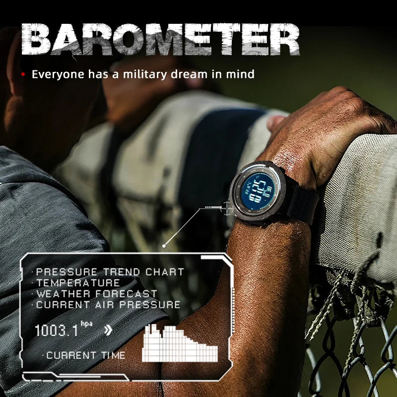 Men's Digital Sports Watch – Outdoor Tactical Waterproof Watch with Altimeter