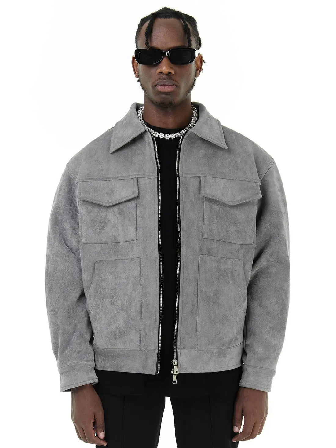 Men’s Oversized Suede Jacket – Casual Autumn Windbreaker Jacket