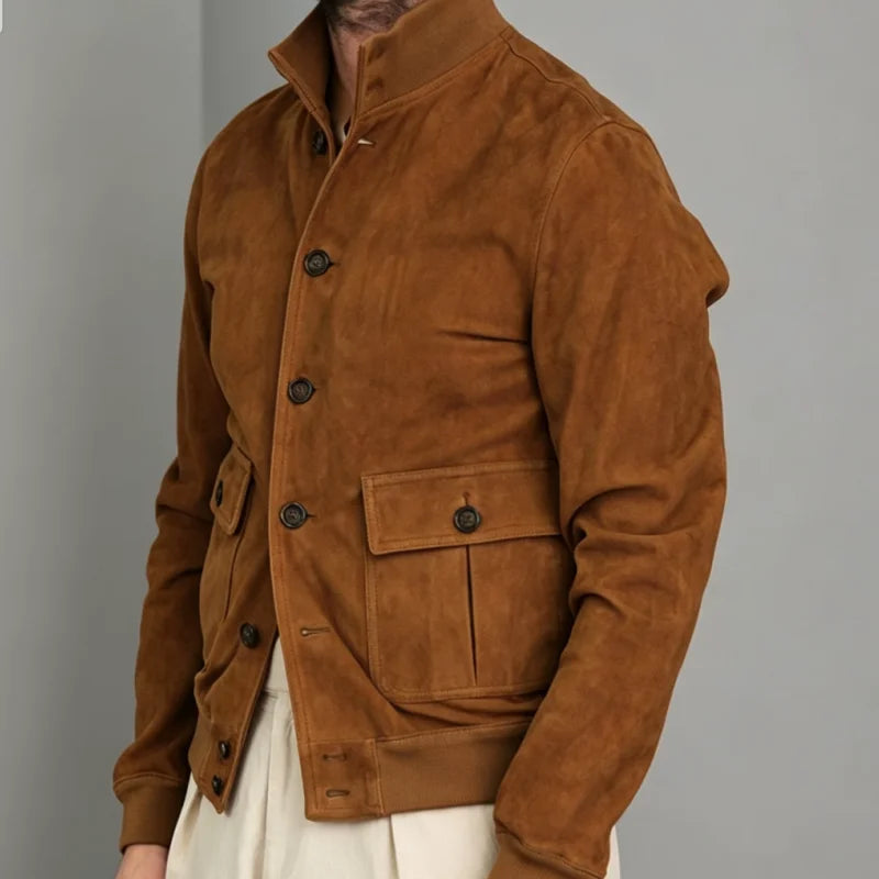 Men’s Slim Fit Stand Collar Jacket – Vintage Casual