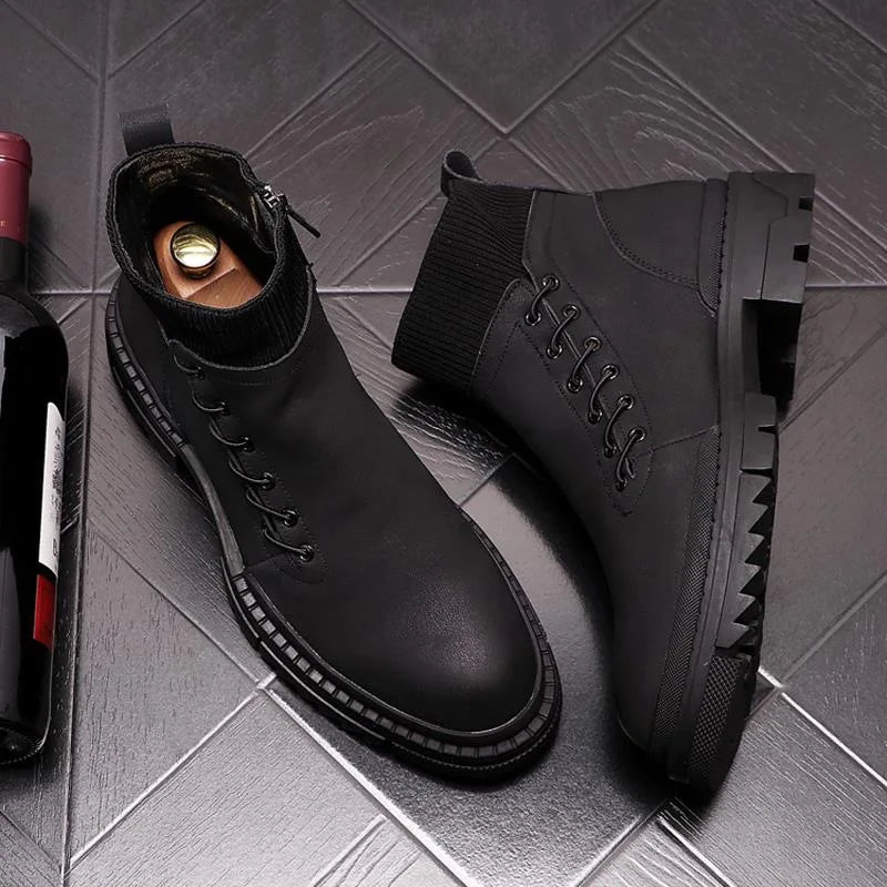 Men's Chelsea Boots Leather Platform Shoes