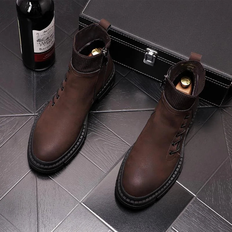 Men's Chelsea Boots Leather Platform Shoes
