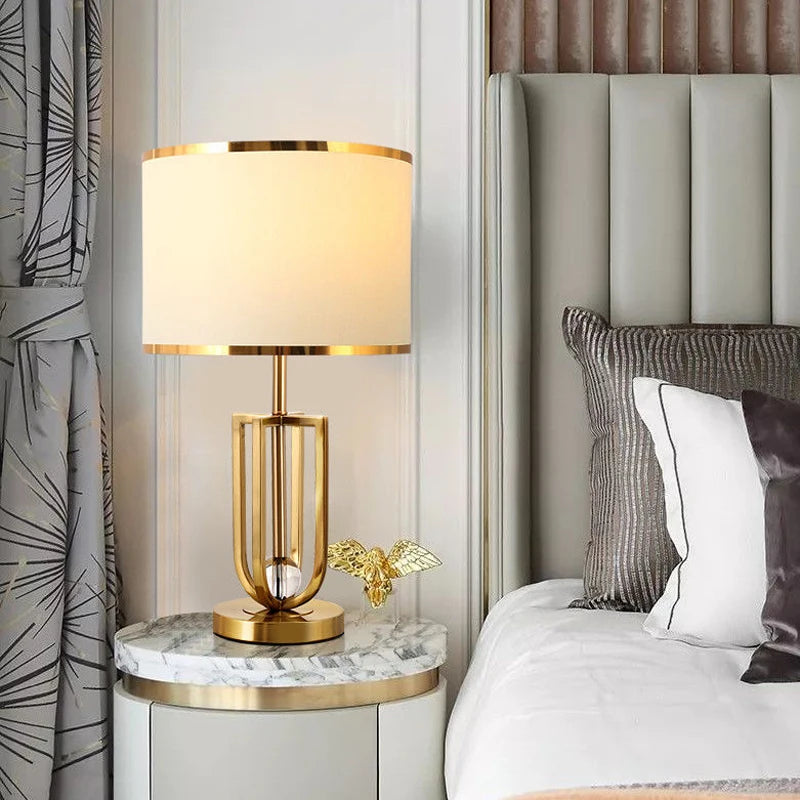 Metal Bedroom Bedside Table Lamp – Nordic Crystal Reading & Night Light