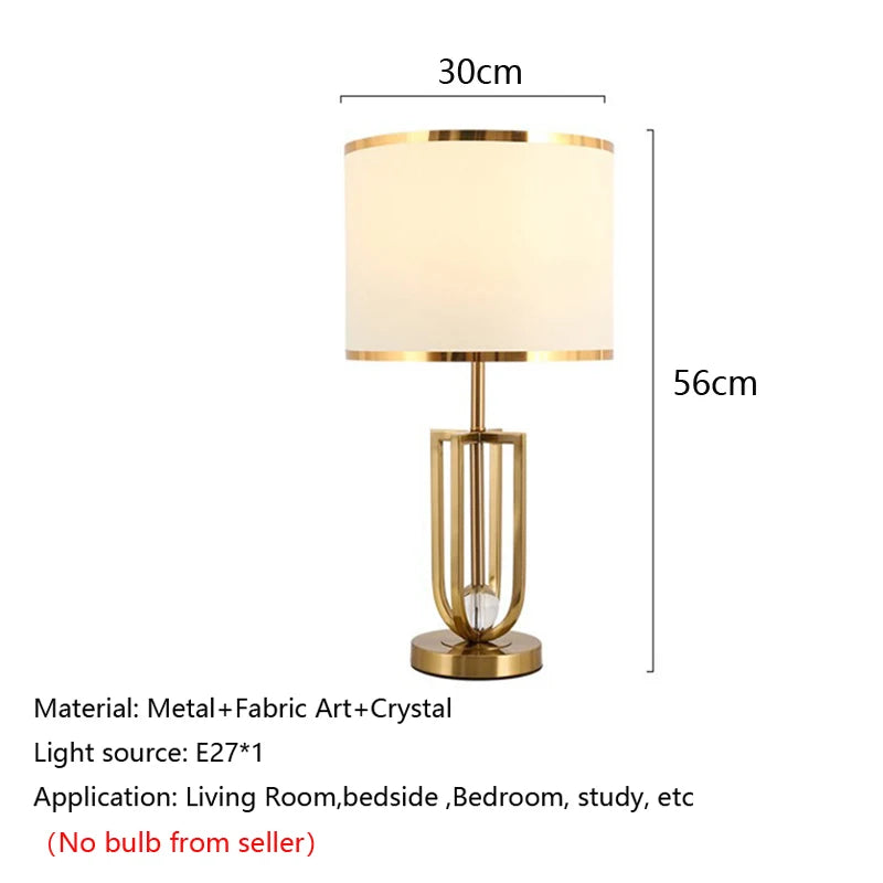 Metal Bedroom Bedside Table Lamp – Nordic Crystal Reading & Night Light