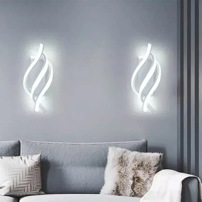 Modern LED Wall Lamp Home Decoration Line Wall Sconce Bedroom Bedside Corridor Living Room Backgroud Black White Lighting Lustre