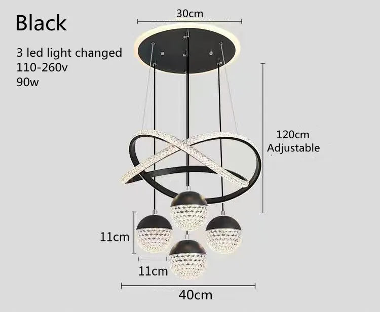Modern Nordic LED Chandelier – Three-Color Dining & lamp; Living Room Pendant Light