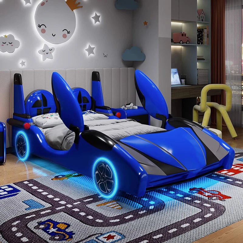 Modern Kids Wooden Car Bed with Music and Lights – Luxury Children's Bedroom Furniture