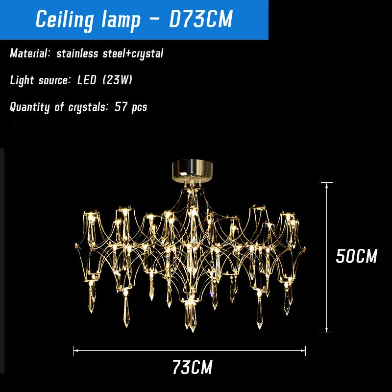 Modern Crystal LED Chandelier Gold Firefly Lustre for Luxury Interiors
